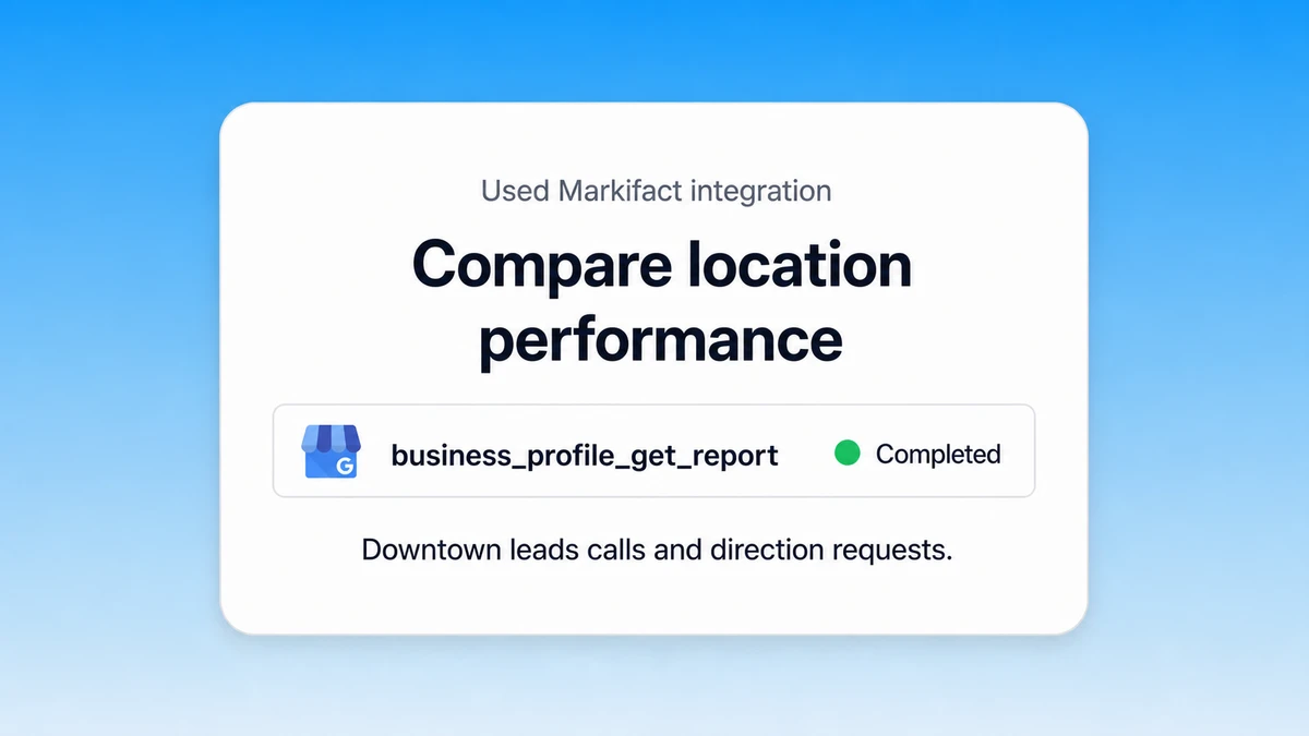 Compare Google Business Profile locations from Claude using Markifact